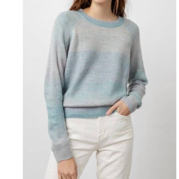 RAILS Venus Sweater Blue Rainbow Striped Lightweight Crew Neck Fairy Soft Top M - Picture 5 of 16